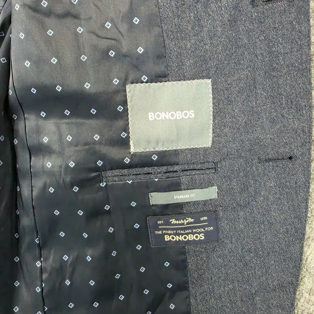 Bonobos Suit Mens 38R Marzotto Blue Wool Stretch 34x29 Standard 2 Piece Business